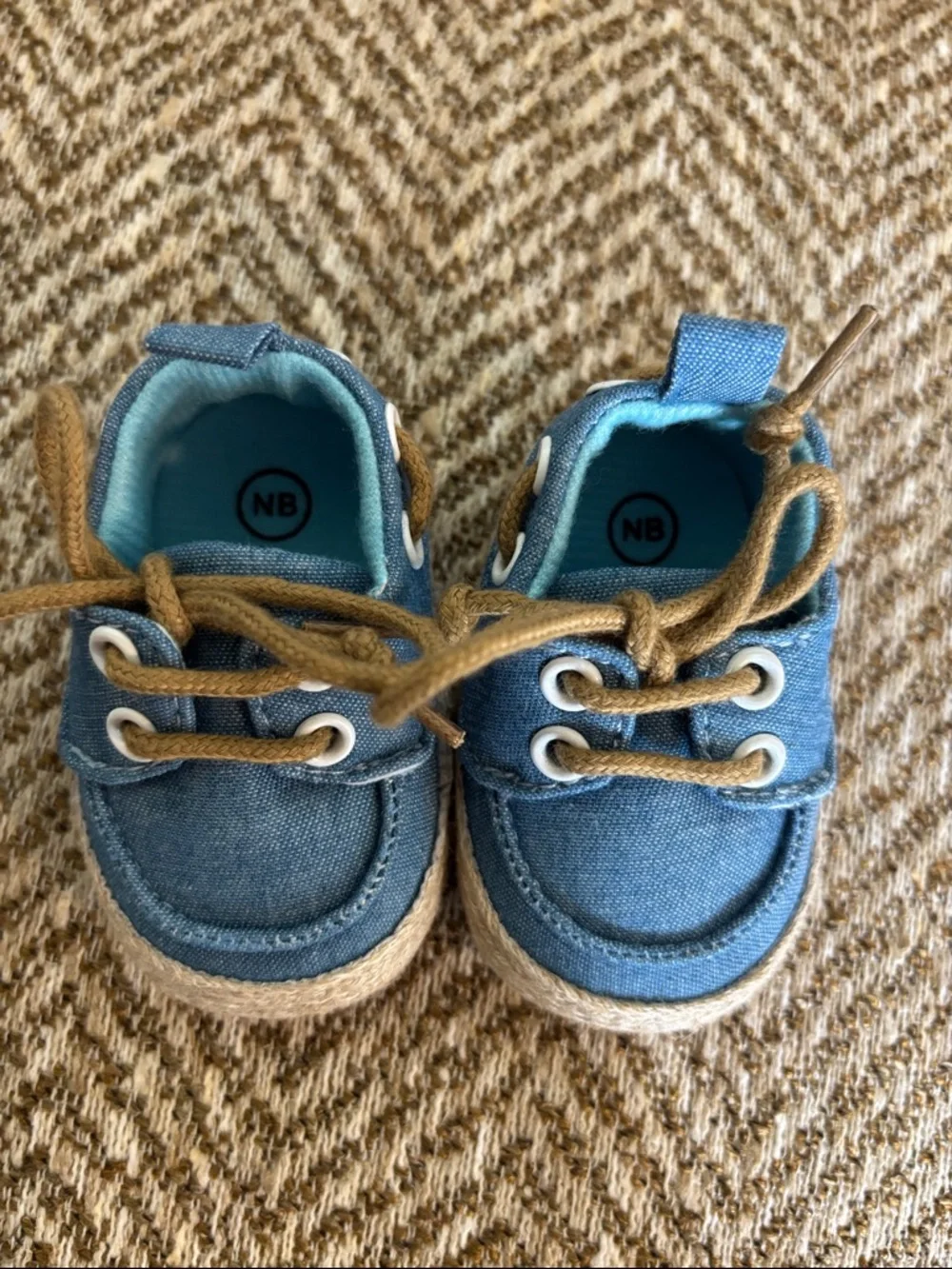 Newborn BABY Boy Blue Canvas Boat Shoes Soft Sole NWOT! Never worn! NB Size